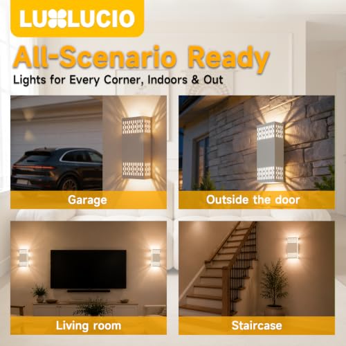 10.2" White Indoor Outdoor Hardwired Modern LED Wall Sconce (White - Cutout Design / 1 pack)