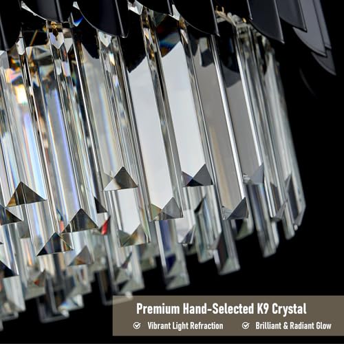 Modern Black Crystal Chandelier 24" Round Chandeliers 8