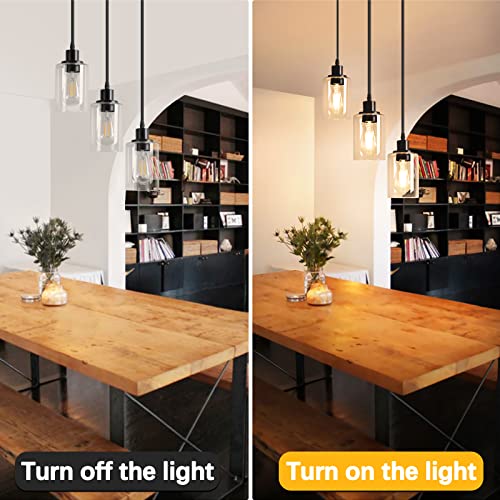 Industrial 3 Light Pendant Light Fixture Clear Glass