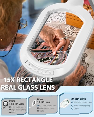 15X Magnifying Glass with Light and Stand