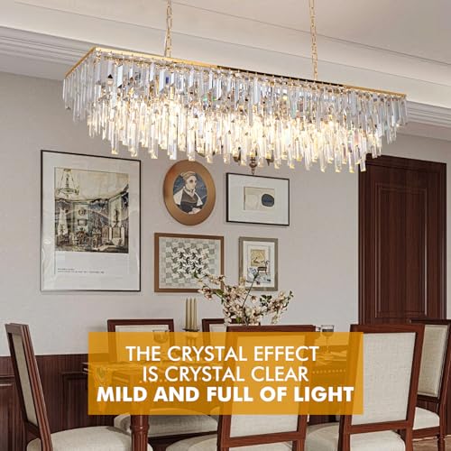 47" Modern Rectangle Crystal Chandelier