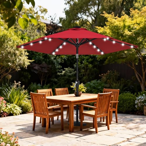 Solar Led Patio Umbrella with 24 Lights 7.5FT