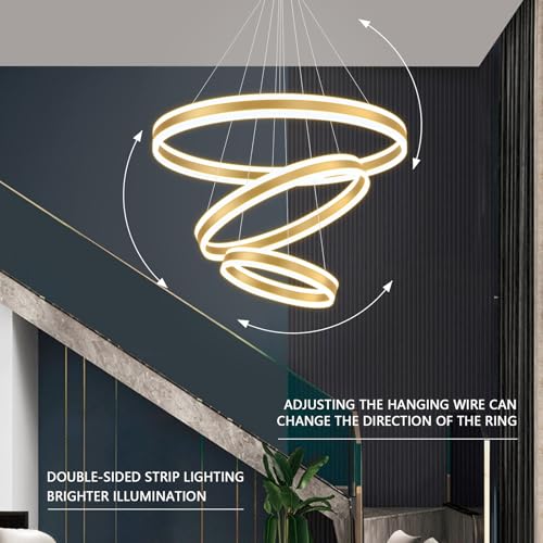 3 Rings Modern Gold LED Chandelier (3 Count)