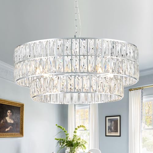 Chrome Crystal Chandelier 24" 8