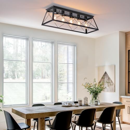 31.5" Black Flush Mount Ceiling Light Fixture