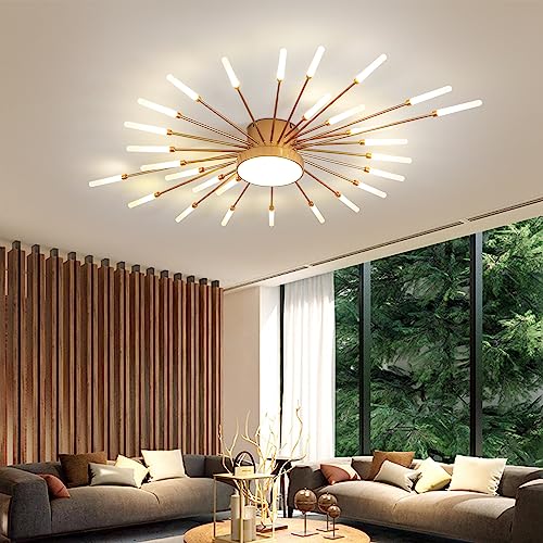 41.3" Ceiling Light Modern Flower Shape Ceiling Lamp for Living Room Dining Room Semi Flush Mount Metal Acrylic Sputnik Firework Petal LED Lighting Fixture