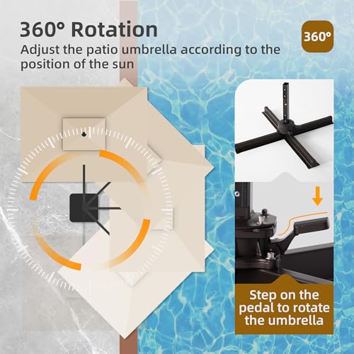 9x12 FT Patio Cantilever Outdoor Offset Umbrella with LED Lights
