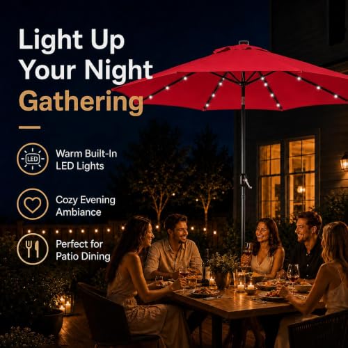 9FT Solar Patio Umbrella w
