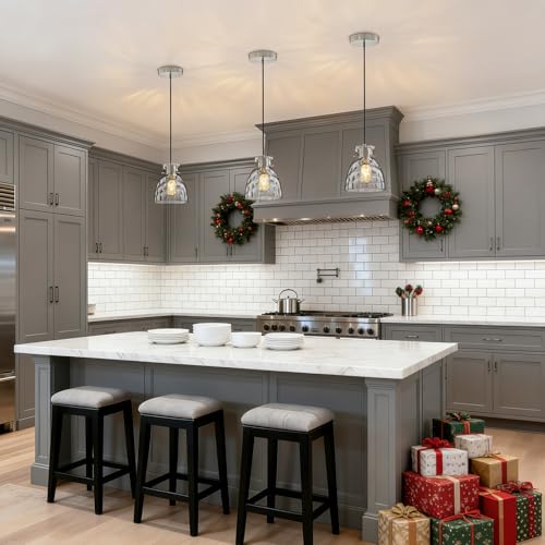 5.9" Mini Hammered Glass Pendant Lights Kitchen Island Brushed Nickel E26