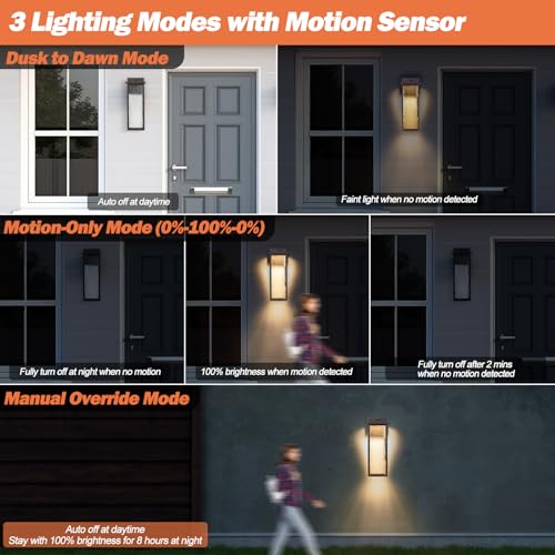 16” Oil Rubbed Bronze Motion Sensor Outdoor Sconce Lights 2 Pack (2 Count)