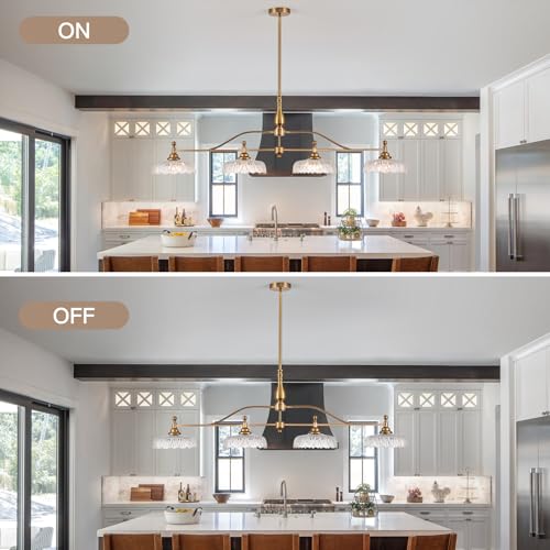 Chandeliers Light Pendant Light Fixture Vintage Pendant Lighting Fixtures 4 Lights Chandelier Matte Brass Hanging Light Kitchen Glass Pendant Lights for Island Dining Room Living Room