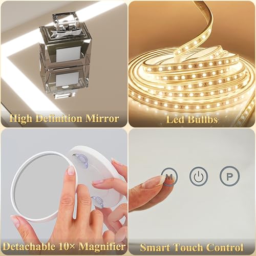 Vanity Mirror with Lights 22''x18'' Makeup Mirror with Lights