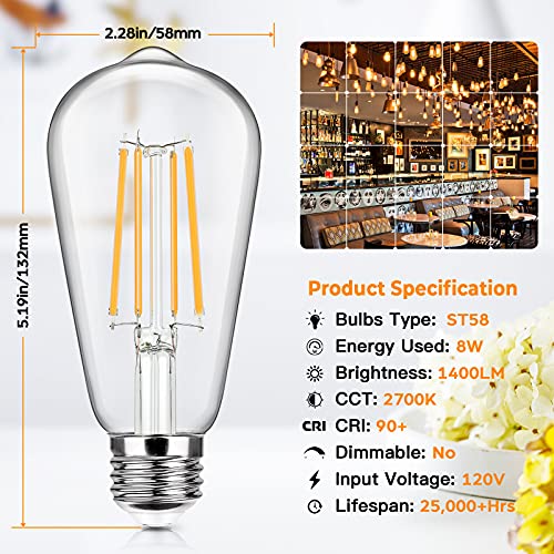 12 Pack Vintage LED Edsion Bulbs 100W Equivalent (12 Count)