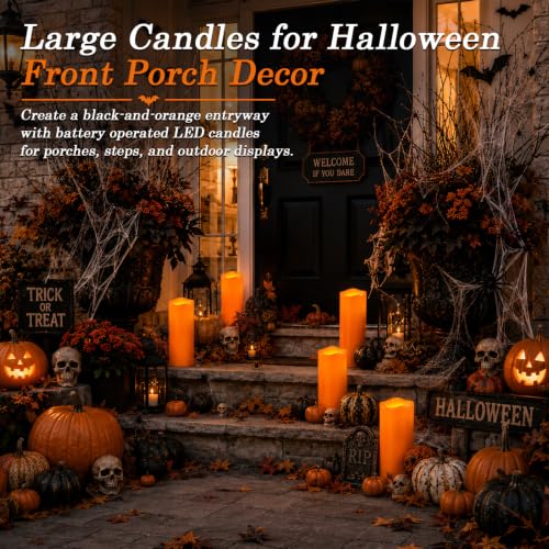 Large Orange Flameless Candles