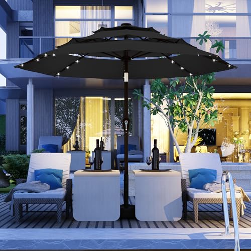 9ft 3 Tier Patio Umbrella with Solar Lights
