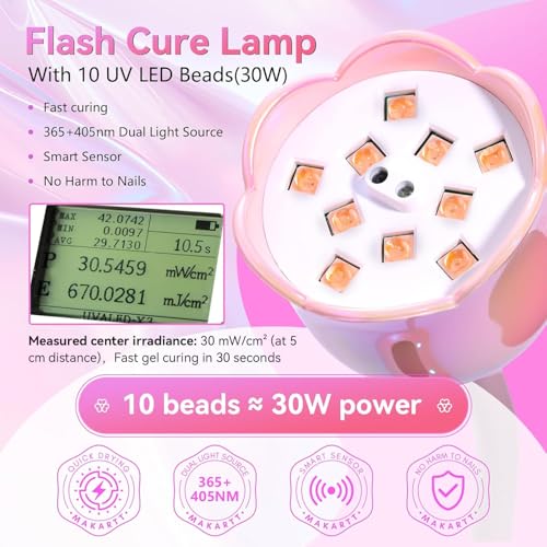 Flash Cure UV Nail Lamp for Gel Nails Rechargeable Gooseneck Design