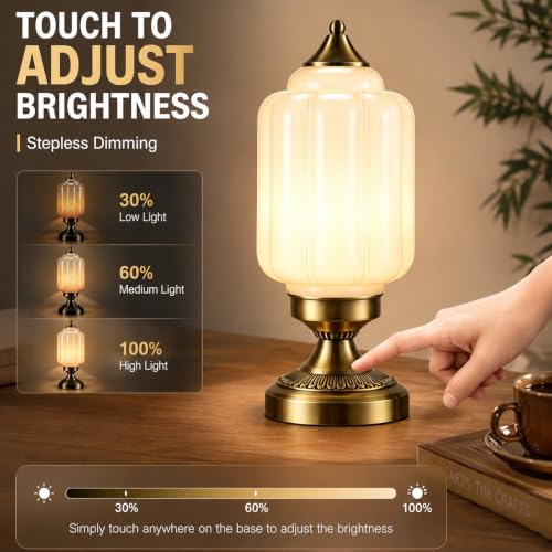 Vintage Table Lamp with Milk Glass Shade (Milk White)