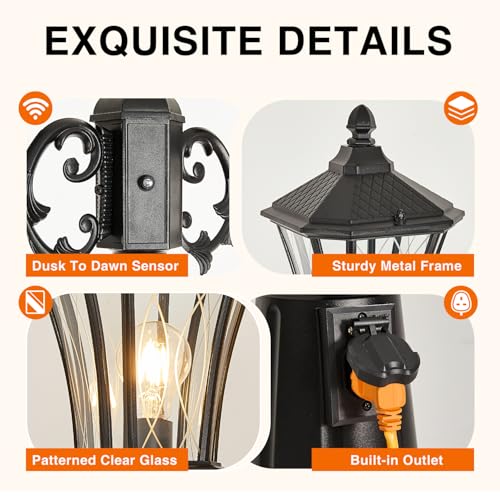 Dusk to Dawn Outdoor Lamp Post Lights with Outlet