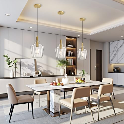 Seeded Glass Pendant Lighting for Kitchen Island Foyer 1 Pack Gold 8 Inch