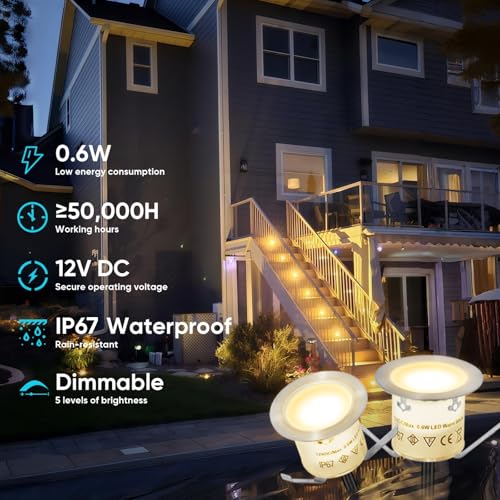 Recessed Deck Stair Lighting with Timer Photocell Sensor Transformer (16 Count)