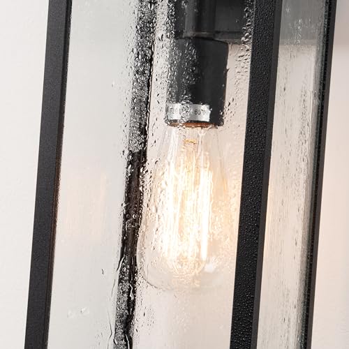 18" Classic Outdoor Wall Sconce 1 Light in Matte Black Rectangular Metal Frame and Clear Glass Shade Waterproof Porch Light Patio Light Pack of 2 (2 Count)