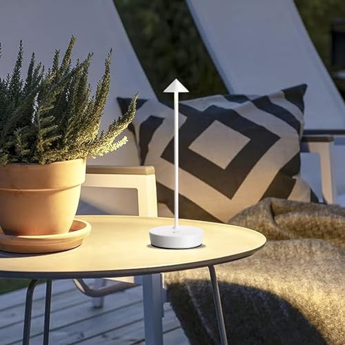 Set of 2 Cordless Rechargeable Led Table Lamp Battery Operated Light White (2 Count)