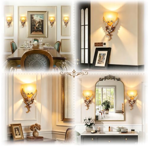 European Wall Sconce Vintage Gold Wall Light Creative Resin Peacock