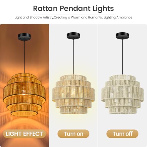 Boho Rattan Chandelier Light