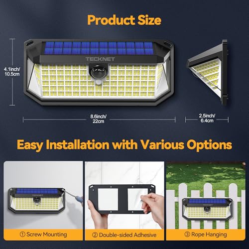 416 LED Solar Lights Outdoor Motion Sensor Waterproof 4200lm (2 Count)