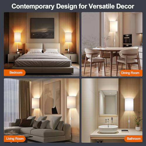 Plug in Wall Sconces Set of Two Wall Lights with On (2 Count)