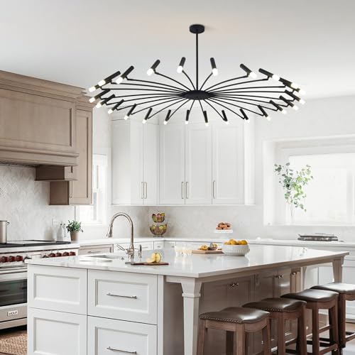 Black Sputnik Ceiling Light Extra Large Chandeliers for High Ceilings Mid Century Modern Chandelier Vintage Chandelier Light Fixture for Dining Room Living Room