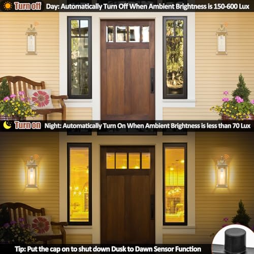 17 Inch Gold Outdoor Sconces Dusk to Dawn 2 (2 Count)