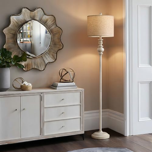 64.25" Farmhouse Floor Lamp for Living Room Bedroom (Rustic White)