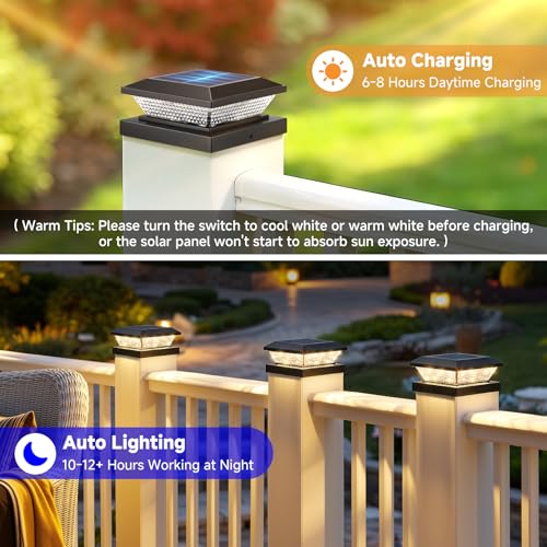 4x4 Solar Post Cap Lights Outdoor 12 Pack (12 Count)