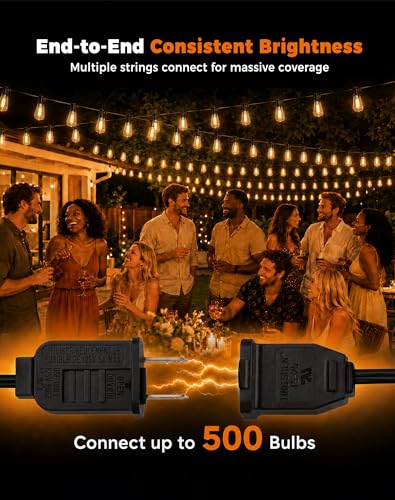 Outdoor String Lights 110FT (100+10FT(50 Sockets))