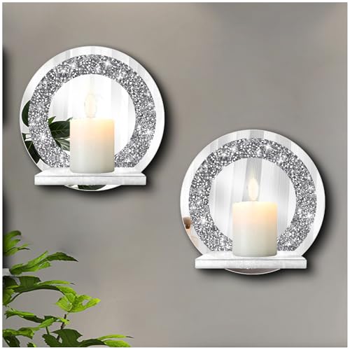 Set of 2 Crystal Crush Diamond Candle Sconces (2 Count)