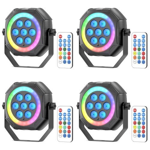 Stage Lights Mini RGB Battery Powered Uplights (4 Count)