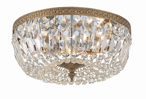 3 Light Spectra Crystal Olde Brass Flush Mount