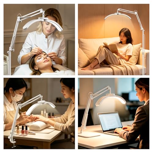 3-in-1 22" Half Moon Lash Light Remote LED Beauty Lamp 3 Color Shadow-Free (3 Count)