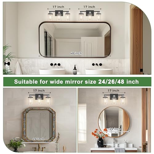 17 Inch 3 Light Black Nickel Bathroom Vanity Light