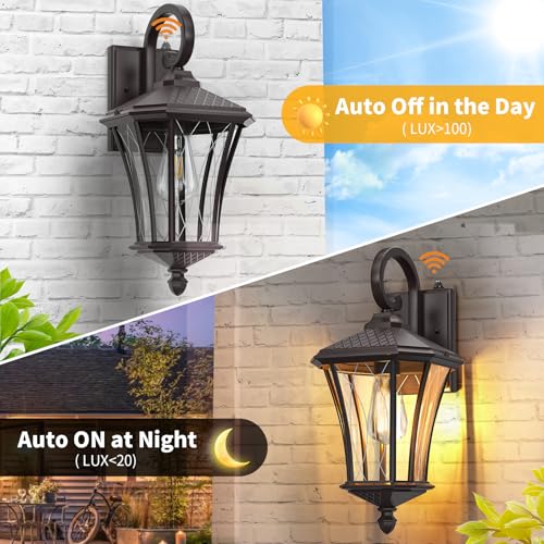 16" Dusk to Dawn Outdoor Light Fixture Wall Mount (2 Count)