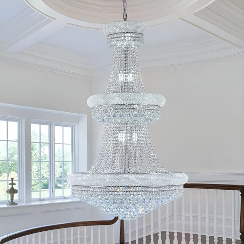 31 Lights Chrome Finish Large Empire Crystal Chandelier