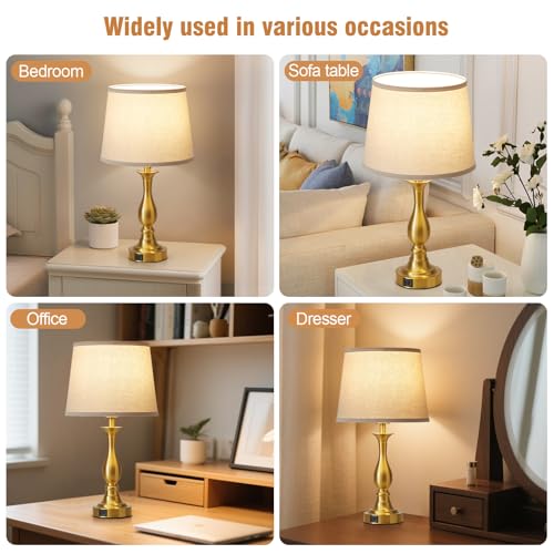 Bedside Table Lamp Touch Control Bedroom Lamps with USB A and C Charging Port 3 Way Dimmable Touch Lamps for Nightstand Living Room Bedroom Dorm Home Office Reading (2 Count)