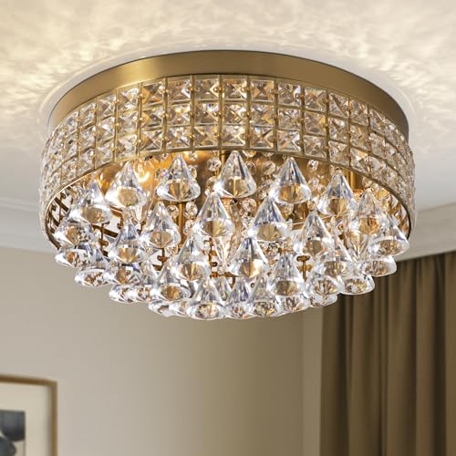 4 Lights Brass Crystal Chandelier