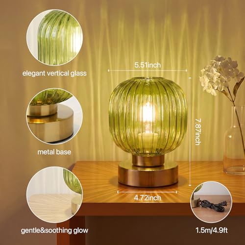 Green Touch Glass Table Lamp Set of 2 (2 Count)