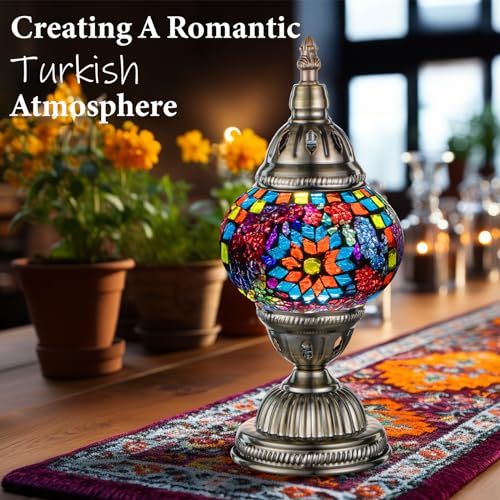 Turkish Mosaic Lamp Stained Glass Table Lamp with Tiffany Style