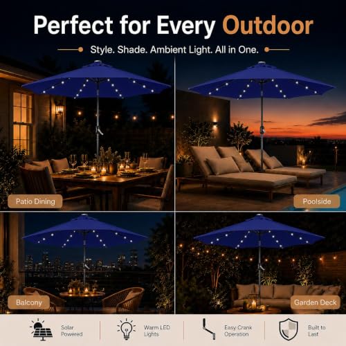 9FT Solar Patio Umbrella w