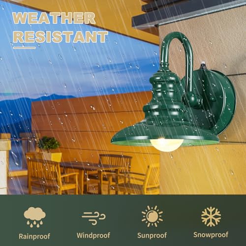 Dusk to Dawn Sensor Outdoor Gooseneck Barn Light Fixture Green