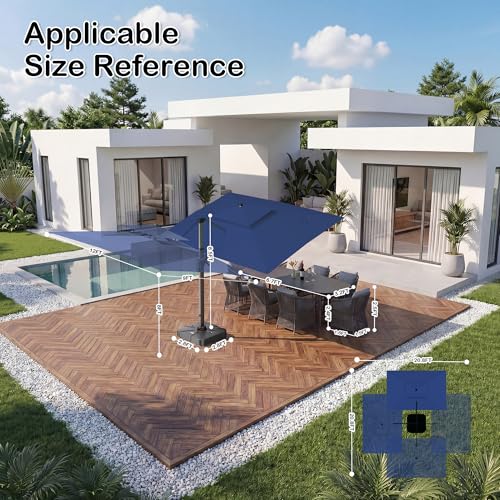 9x12 FT Patio Cantilever Outdoor Umbrella with Base and LED Lights