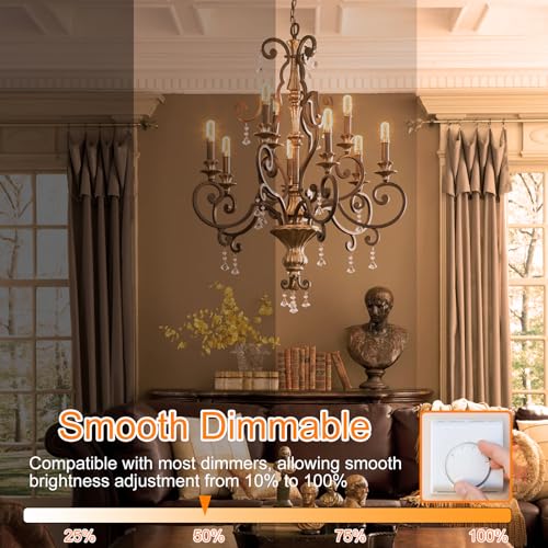 12 Pack Dimmable E12 LED Edison Candelabra Bulbs 40 Watt (12 Count)